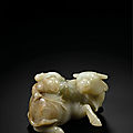 A <b>celadon</b> <b>and</b> <b>russet</b> <b>jade</b> boy <b>and</b> buffalo group, late 17th century