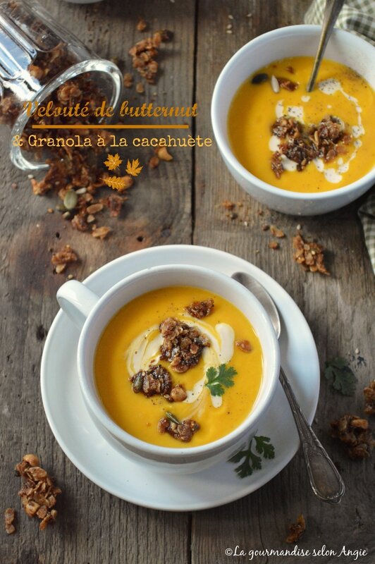 velouté butternut et granola cacahuète vegan sans gluten