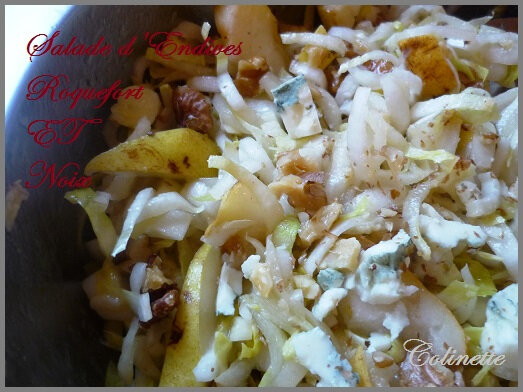 salade d'endives roquefort poires et noix