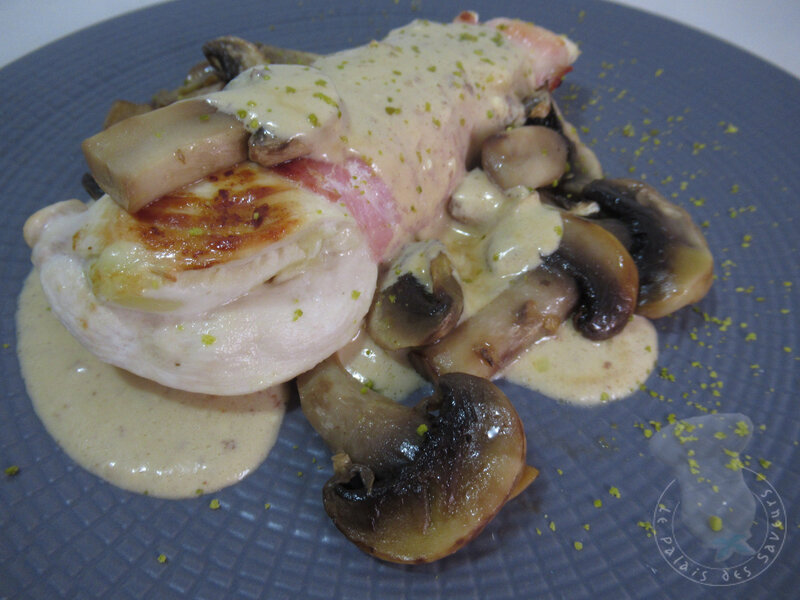 Poulet en portefeuille aux champignons