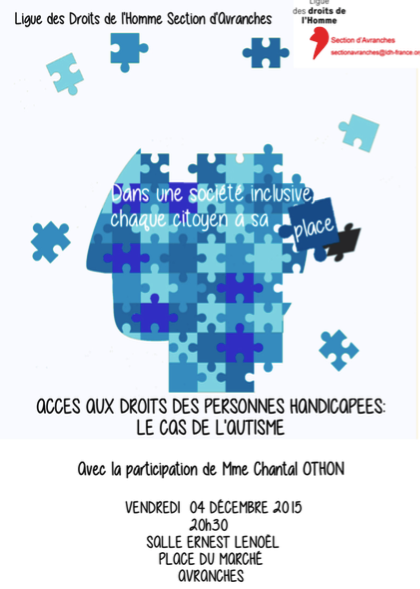 conférence Avranches LDH personnes handicapées autisme 2015