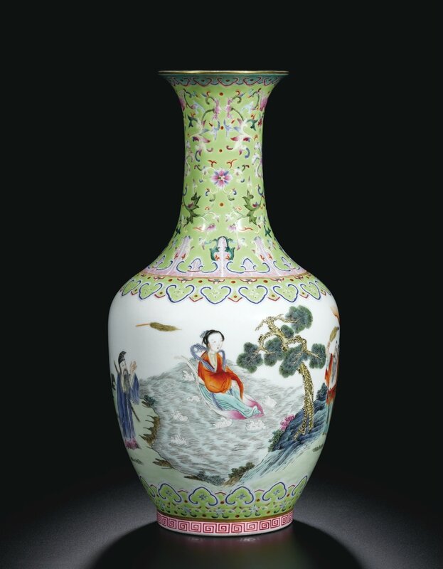 A famille-rose 'Eight immortals' baluster vase, Seal mark and period of Daoguang