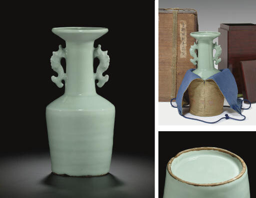 An important Longquan celadon 'kinuta' vase, Southern Song dynasty (1127-1279)