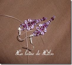 parrure en violet  élément 3 boucles d'oreilles voilettes en 2 tons