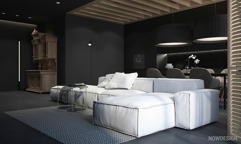 white-sofa-in-living-room-with-black-walls