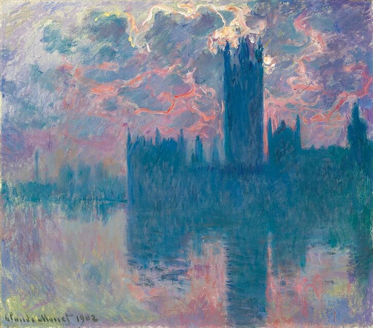 Claude Monet, Le Parlement, soleil couchant, Oil on canvas, executed in 1902