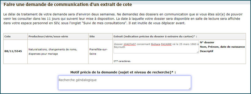 Communication d'un extrait de cote