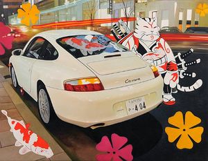 2008_Hiro_Ando___Oil_on_canvas___My_other_car_is_a_Porsche