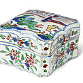 A small wucai box and cover, <b>17th</b>-<b>18th</b> <b>century</b>