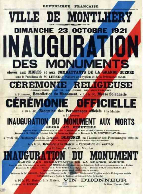 Affiche inauguration monum Montlhéry
