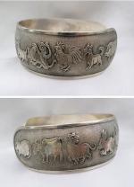 Bracelet Totem Tibétain Rigide Zodiaque Chinois Rigide Ouvert Argent du Tibet