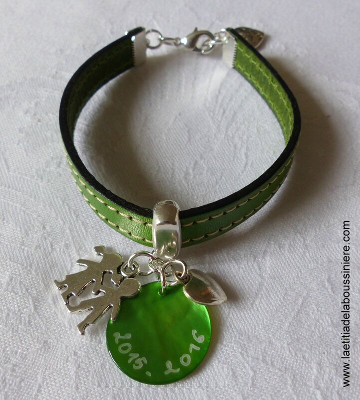 Bracelet cuir pour maîtresse, nounou (vert) - 22 €