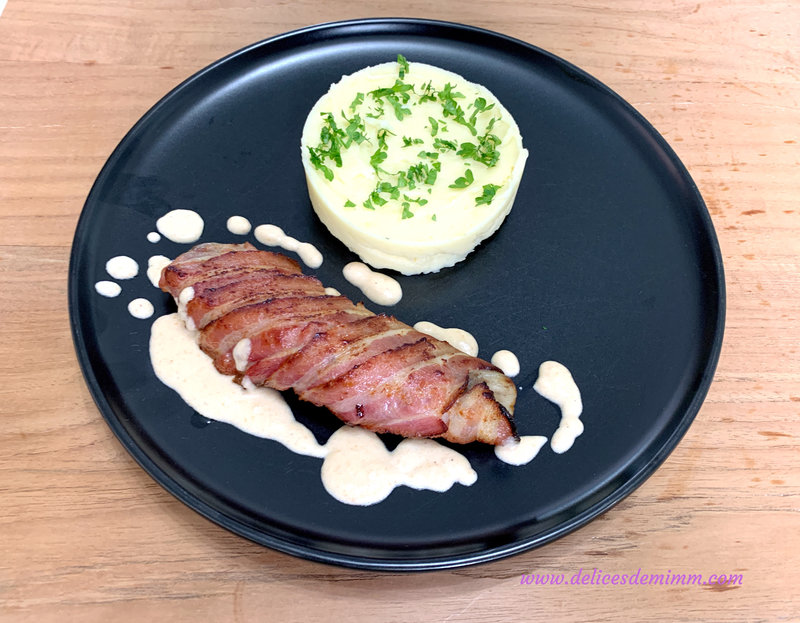 Filet de lieu noir en croûte de lard et crème de parmesan 2