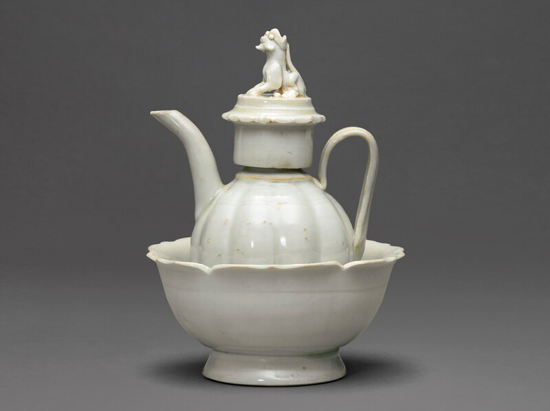 A small Qingbai lobed ewer and cover with warming bowl, Song dynasty (960-1279)