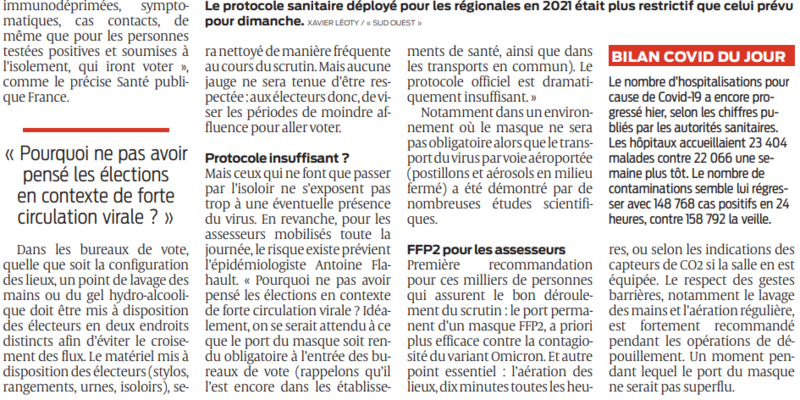 2022 04 08 SO Aucun protocole sanitaire imposé au premier tour2