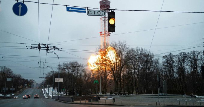 bombardement à kiev pour la TV