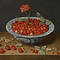 Jacob Van Hulsdonck, A <b>Still</b> <b>Life</b> With Wild Strawberries And A Carnation In A Ming Dynasty, Wanli Period (1573-1619), Blue And W