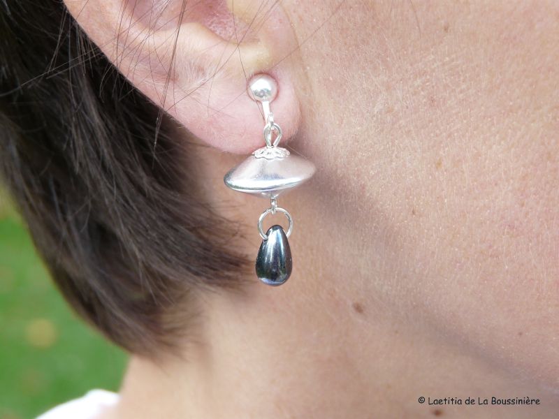 Boucles d'oreilles Toupie (anthracite)