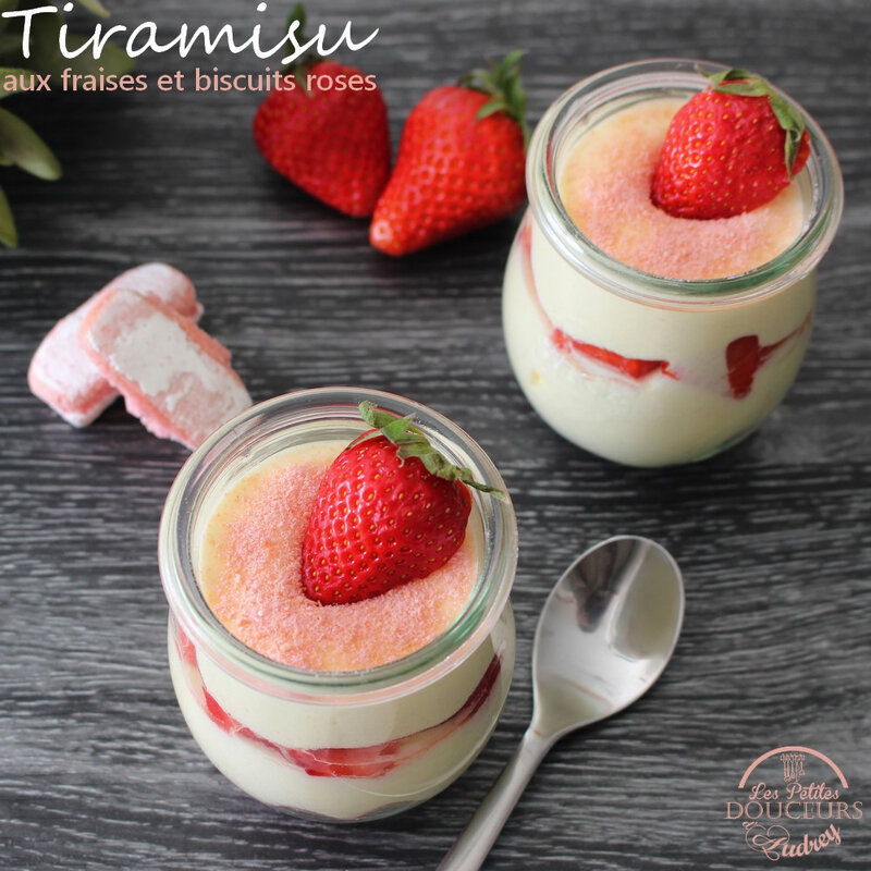 Tiramisu fraises et biscuits roses de Reims