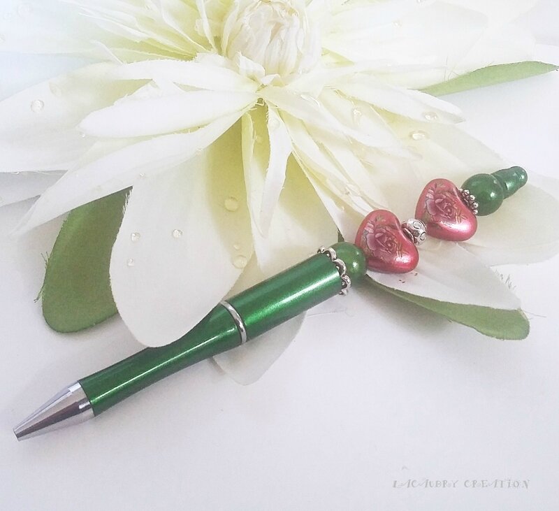 collection 3 stylo coeur pour dire je t'aime lacaudrycreation vert rose 1