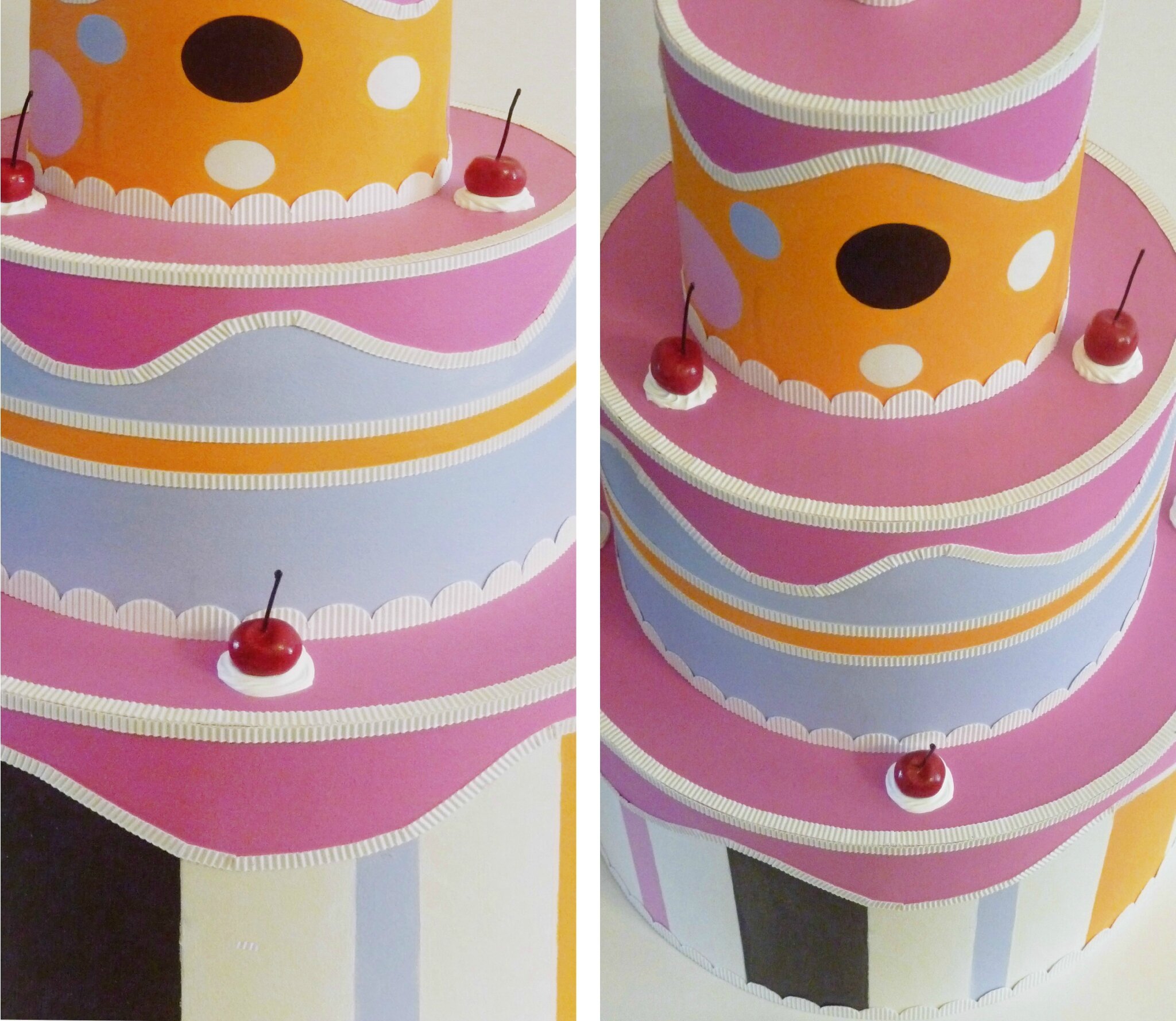Gâteau aux couleurs tendres, diamètre 35 cm, hauteur 48 cm
