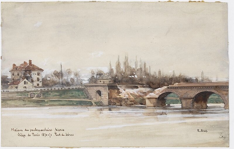 Arus, maison du parlementaire, sèvres, le pont détruit, 1871