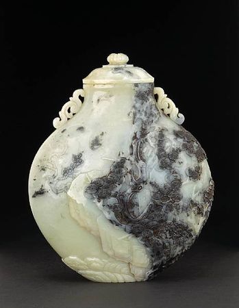 A_rare_black_and_white_nephrite_covered_vase