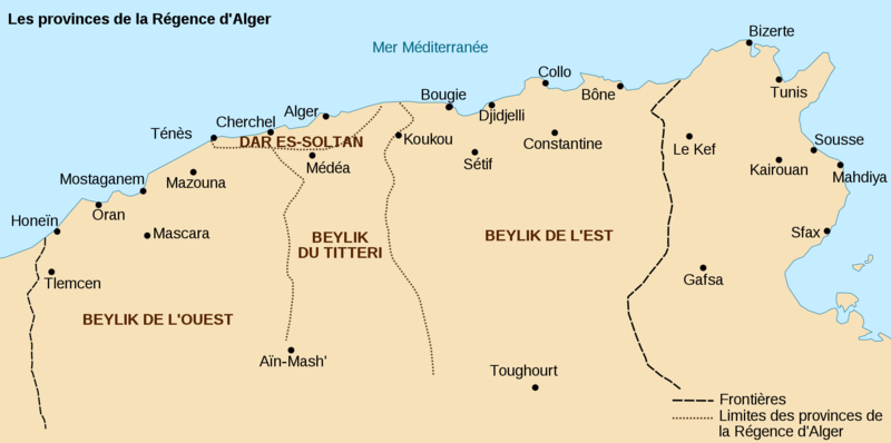 Les_provinces_de_la_Régence_d'Alger