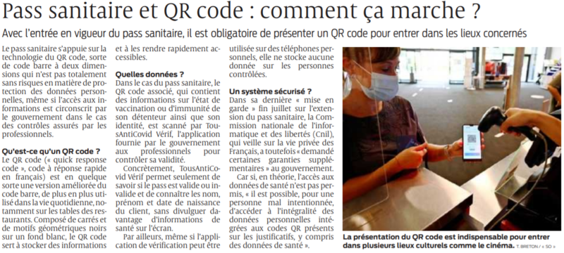 2021 08 07 SO Pass sanitaire et QR code comment ça marche