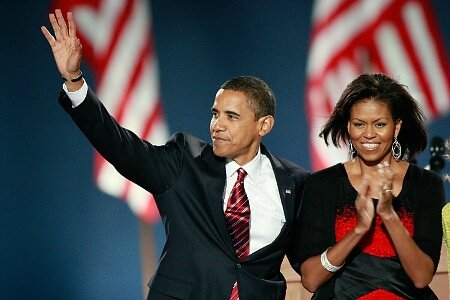 Barack Obama and Michelle, election night 2008