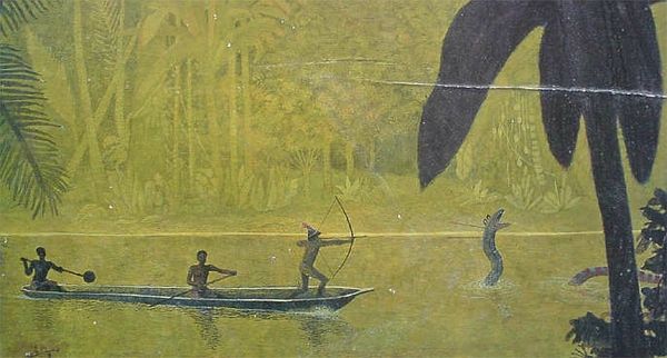Chasse imaginaire dans la foret amazonienne