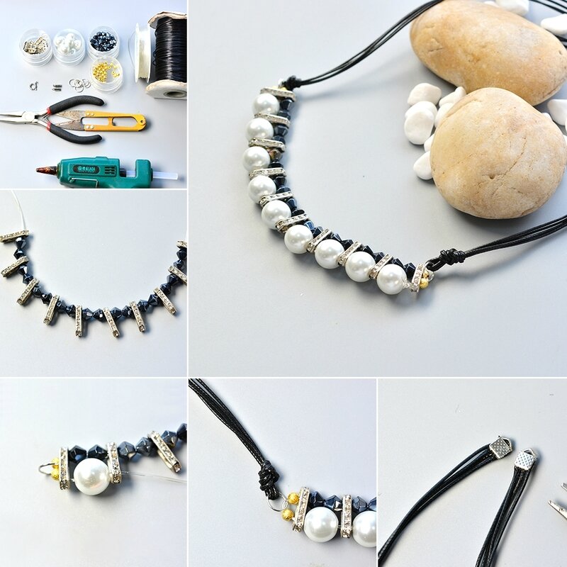 1080-How-to-Make-Black-Leather-Cord-Pearl-Necklace-with-Black-Glass-Beads