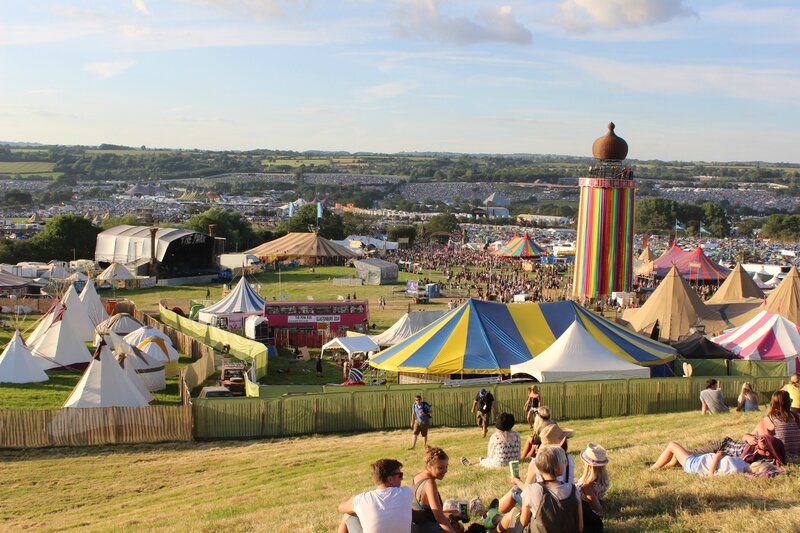 Glastobury festival 2014 the Park Stage Ribbon tower