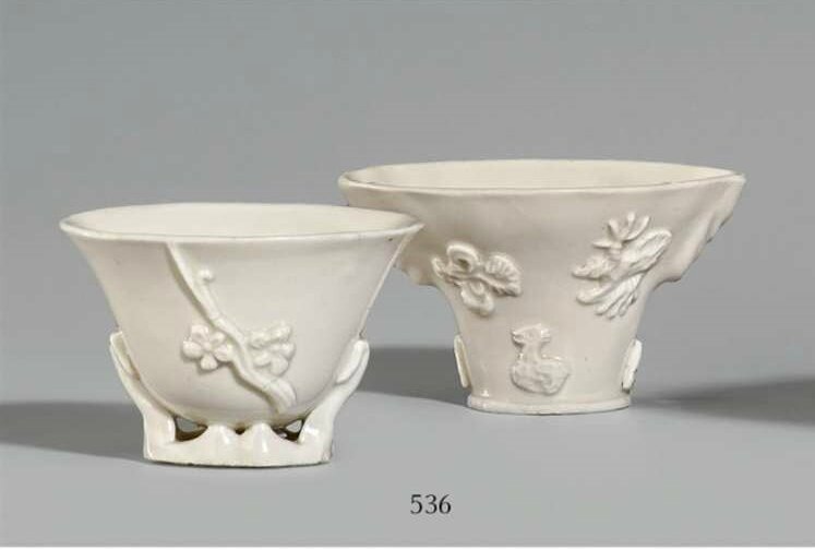 Two blanc de Chine libation cups, Kangxi period (1662-1722)