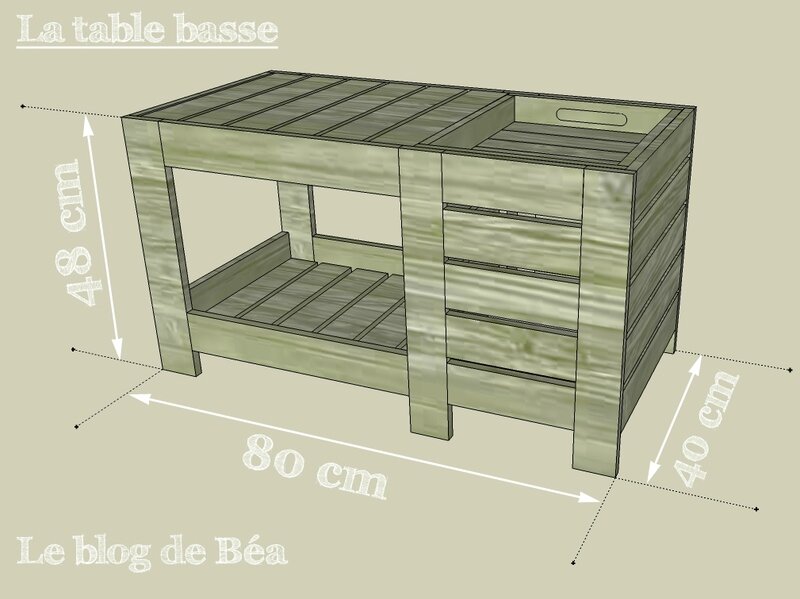 Table basse en bois de palette avec coffre de rangement