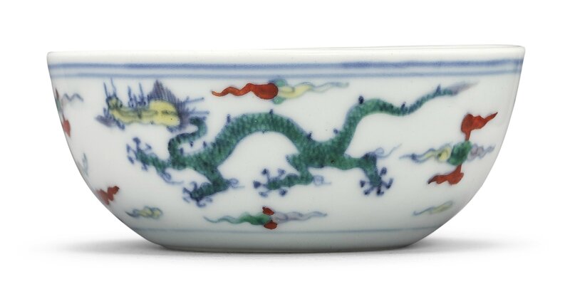 A doucai 'Dragon' cup, Qing dynasty, Kangxi period (1662-1722)