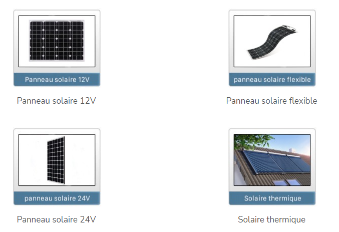 Divers types de panneaux solaires 