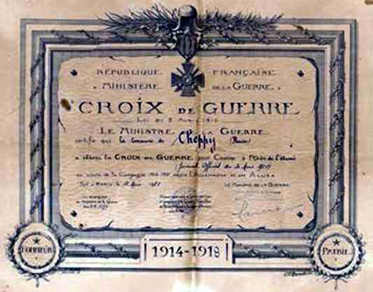 Diplome croix de guerre