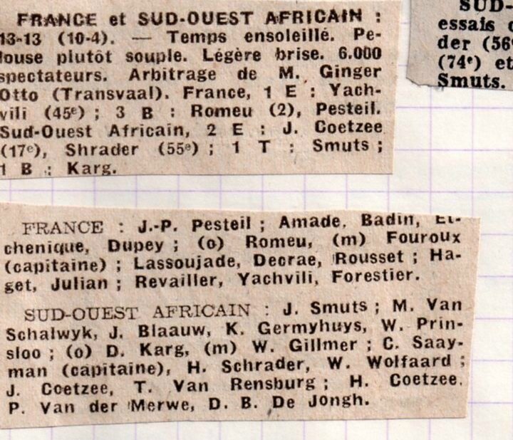 1975 - juin tournée en AFS018 contre le sud ouest africain