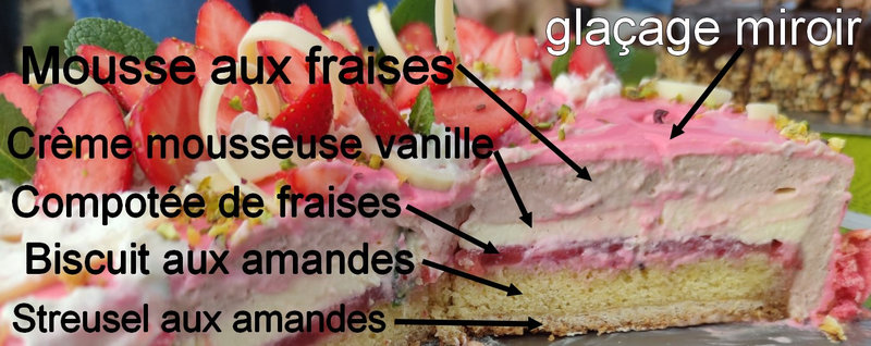 Entremet fraises découpe