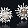 A pair of <b>natural</b> <b>pearl</b> and diamond ear clips, by Van Cleef & Arpels