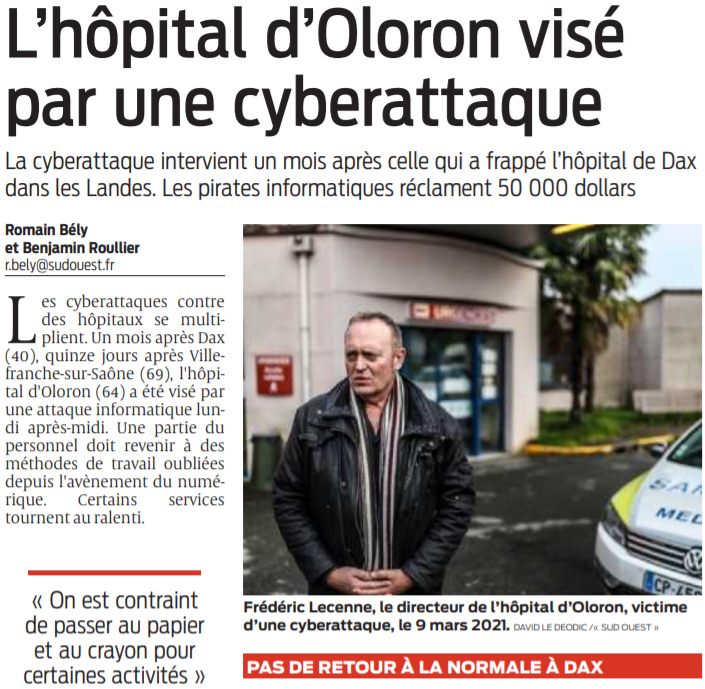 2021 03 10 SO L'hôpital d'Oloron visé par une cyberattaque