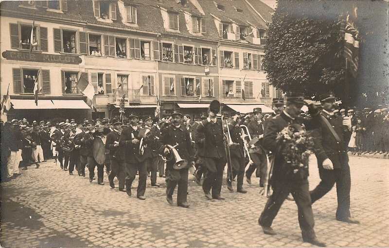 1913 08 17 Belfort CPhoto Festival musique Fanfare Usines Peugeot Pont de Roide