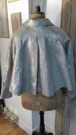 Veste VICTORINE en toile de lin argent - doublure de coton bis (2)