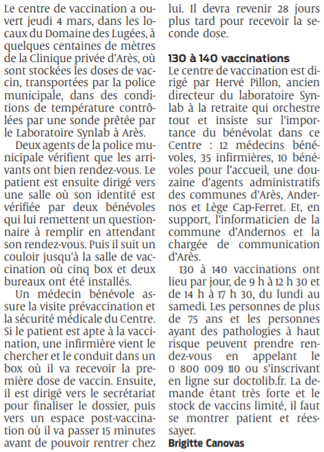 2021 03 11 SO Arès dans les coulisses du centre de vaccination2