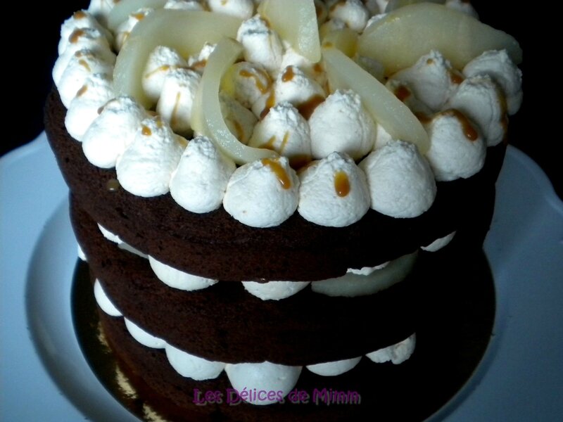 Naked cake chocolat, poires et caramel au beurre salé 6