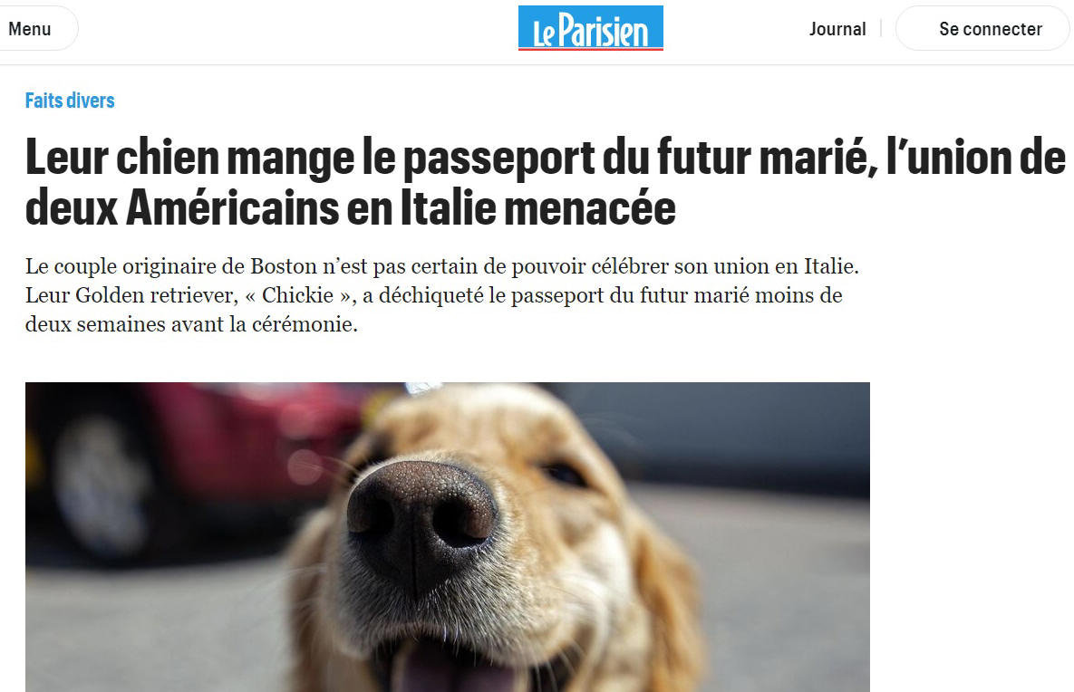 Passeport pour le mariage