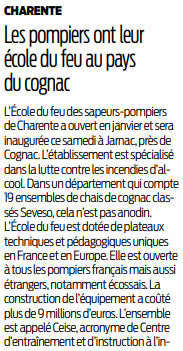 2020 02 13 SO Charente les pompiers ont leur école du feu à cognac