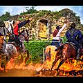 Passage du Feu à cheval (Cie <b>Capalle</b>) fête médiévale du Château de Talmont en Vendée