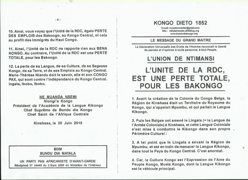 L'UNITE DE LA RDC EST UNE PERTE TOTALE POUR LES BAKONGO a